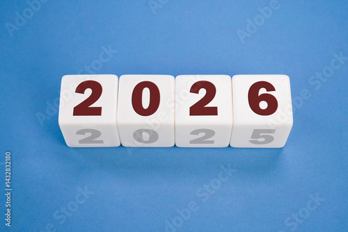 White blocks with 2025 to 2026 changeover