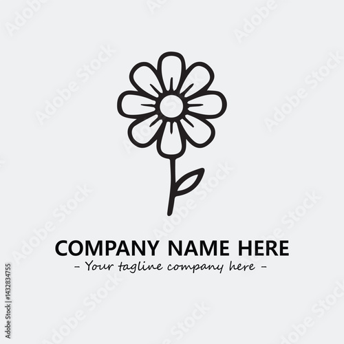 Flower illustration black and white for logo company vector image
