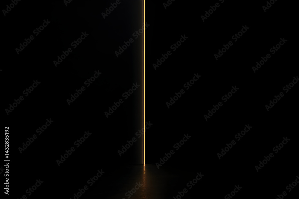 A thin glowing vertical line in a dark room, minimalist style.
A thin glowing vertical line in a dark room, minimalist style.