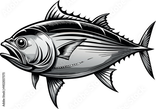 disegno in bianco e nero di un tonno 02