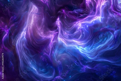 Electric blue and purple swirls create an abstract and ethereal digital artwork, Electric blues and purples swirling together