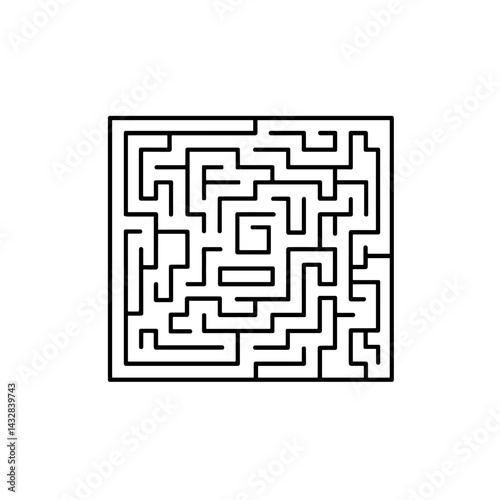 Abstract maze design in black and white for puzzles and games  