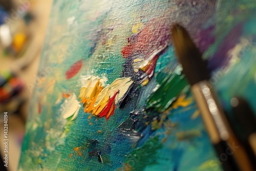 Vibrant abstract painting palette with brush strokes.