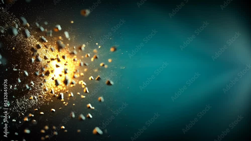 Explosive disintegration, glowing fragments