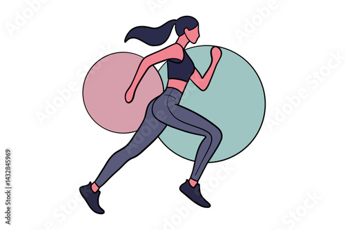 A hand-drawn illustration with a running woman. Good for any project.