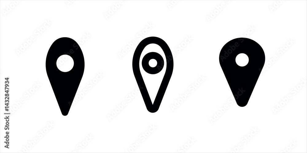 Set of GPS pin vectors or location pin icons isolated on white background Set of GPS pin vectors or location pin icons isolated on white background
