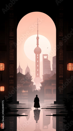 Shanghai Architecture Illustration Poster
