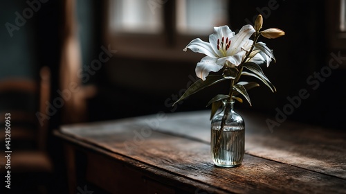 White Lily in Vintage Vase