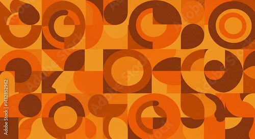 Geometric Pattern Orange Brown Abstract Shapes