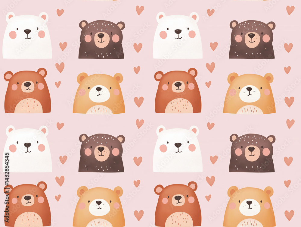 Obraz premium Cute bear pattern. Adorable bear faces