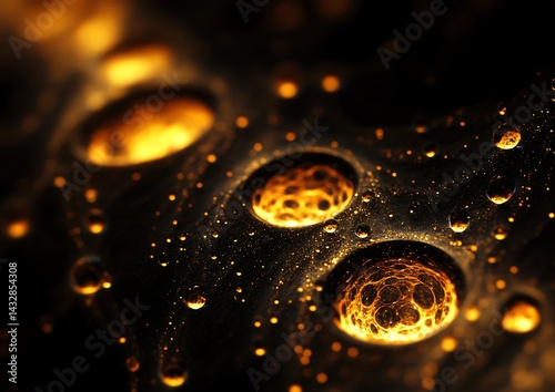 Obraz na płótnie Abstract golden holes, dark background w salonie