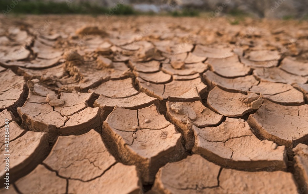 Fototapeta premium A close-up of dry and cracked soil