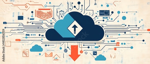Obraz na płótnie Cloud Computing Data Transfer w salonie