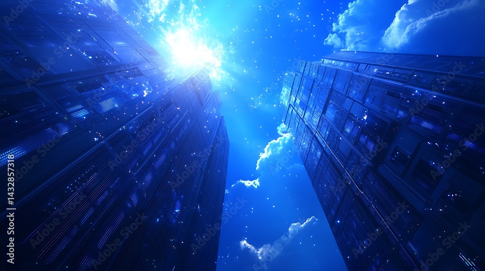Cityscape, Looking Up, Modern Buildings, Sky