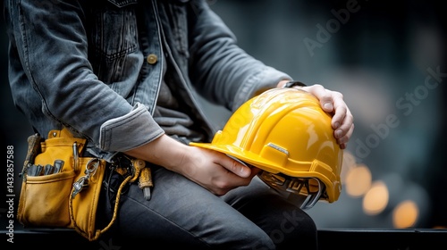 Worker with hard hat