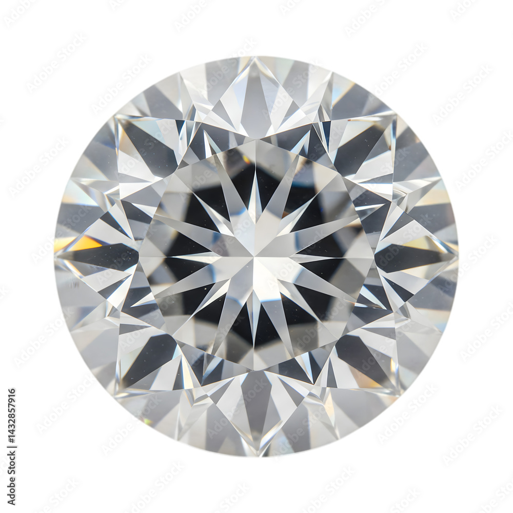 Fototapeta premium A Sparkling Round Cut Diamond Gemstone on a Transparent Background