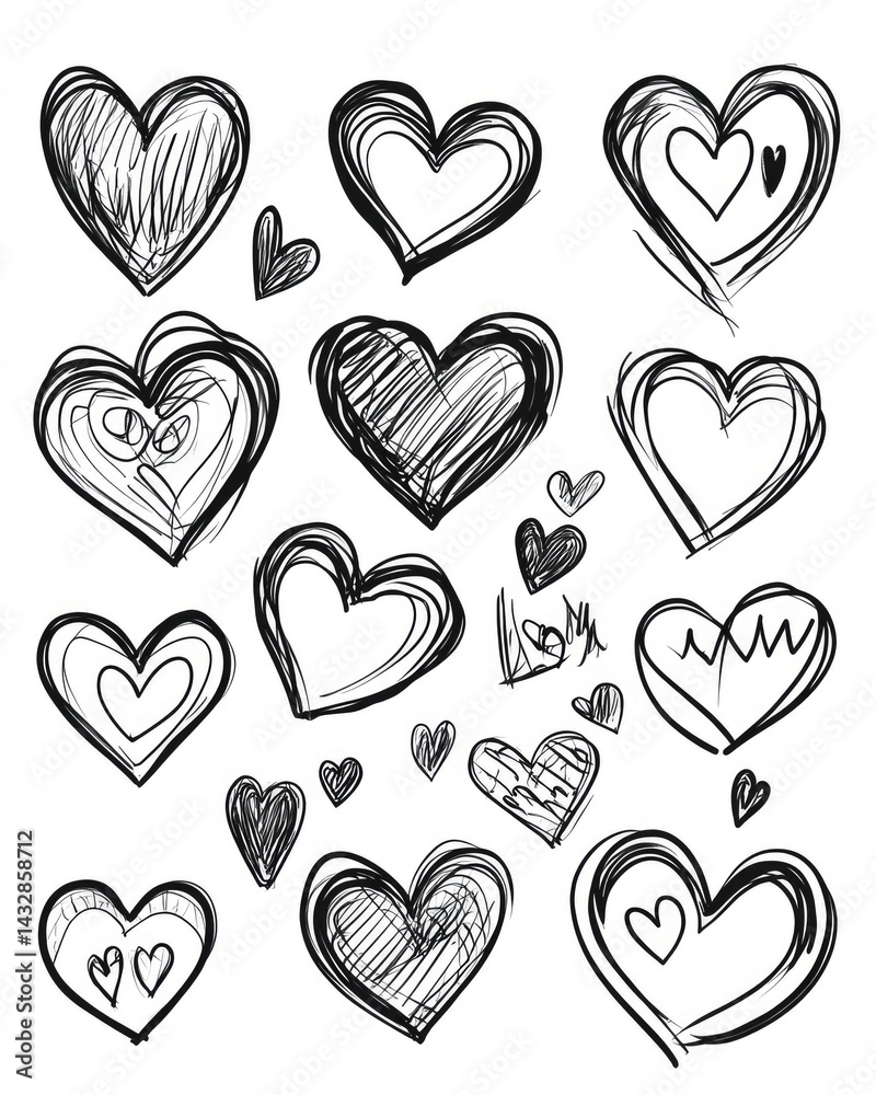 Hand drawn hearts collection Hand drawn hearts collection