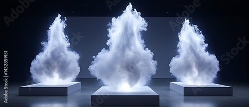 Obraz na płótnie Abstract Cloud Sculptures on Platforms w salonie