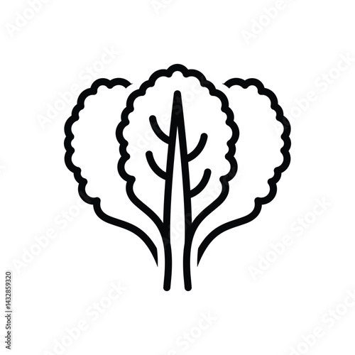 Black line icon for spinach