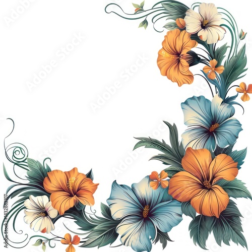 Ornate floral corner border design