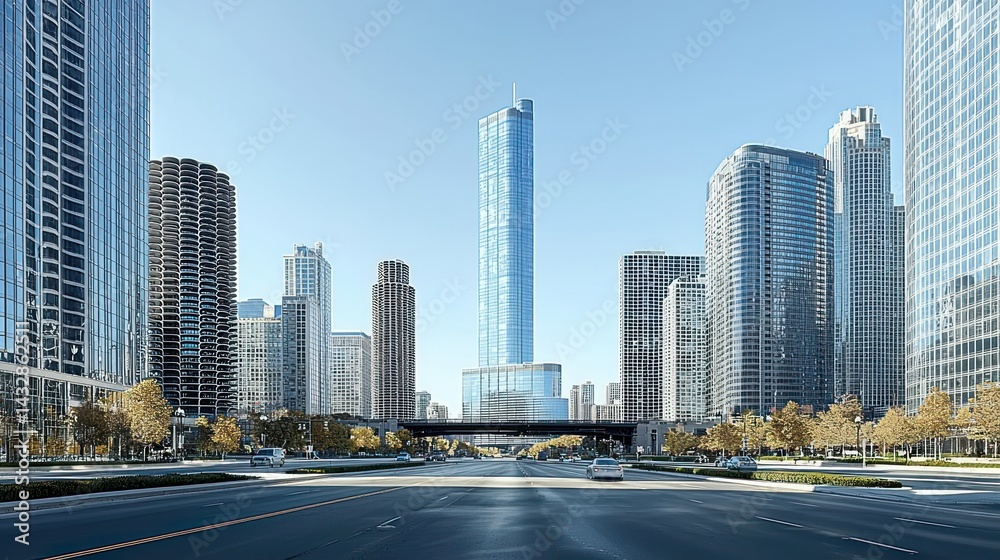 Obraz premium Stunning Chicago Skyline: Modern Architecture and Cityscape