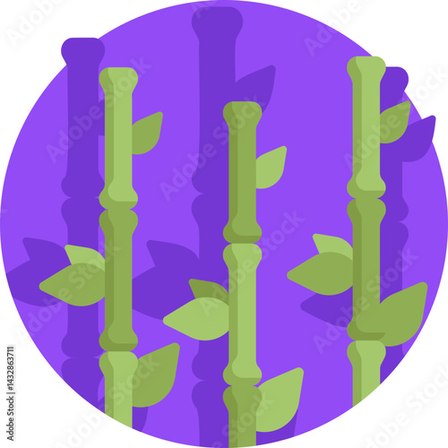 Bamboo: A tall, woody grass commonly found in Asian forests, often a key food source for animals like pandas.