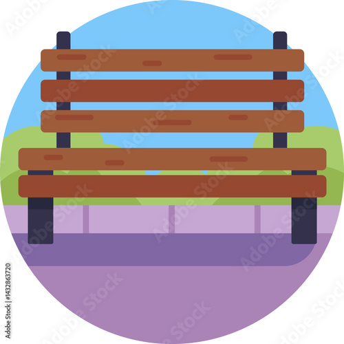 A wooden or metal bench commonly found in zoo settings, providing visitors with a place to sit and relax while enjoying the animals.
