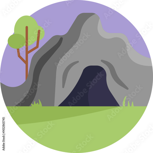 A cave icon representing an animal habitat, often used for nocturnal creatures or cave-dwelling species.