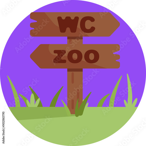 WC Sign - Zoo: A restroom symbol indicating the location of toilets in a zoo for visitor convenience.