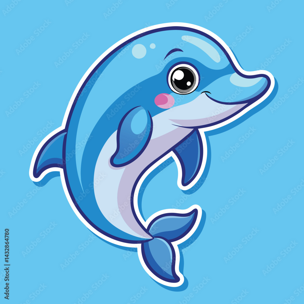 Fototapeta premium Cute cartoon dolphin illustration