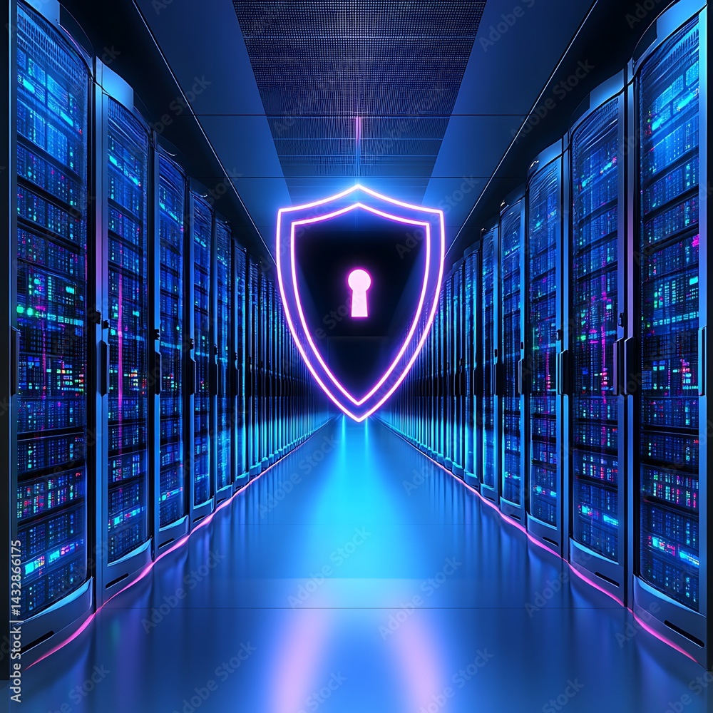 Server Room Security. Neon Glow