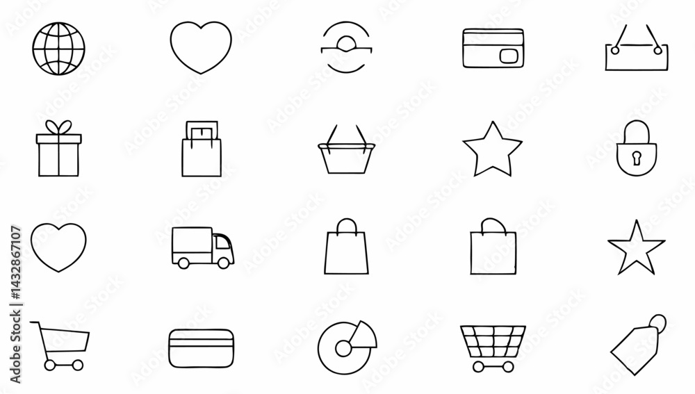 Fototapeta premium shopping-icon-set-with-editable-stroke--e-commerce.eps
