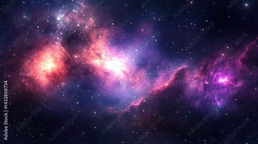 Fototapeta premium Ethereal cosmic vista of a vibrant nebula with shining stars against a dark background creating a sense of wonder and mystery in the vast expanse of space
