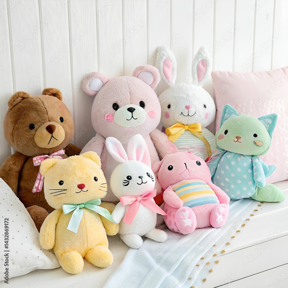 Obraz premium Cute plush toys arrangement.
