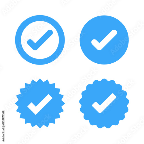 Verified account icon with checkmark on transparent background