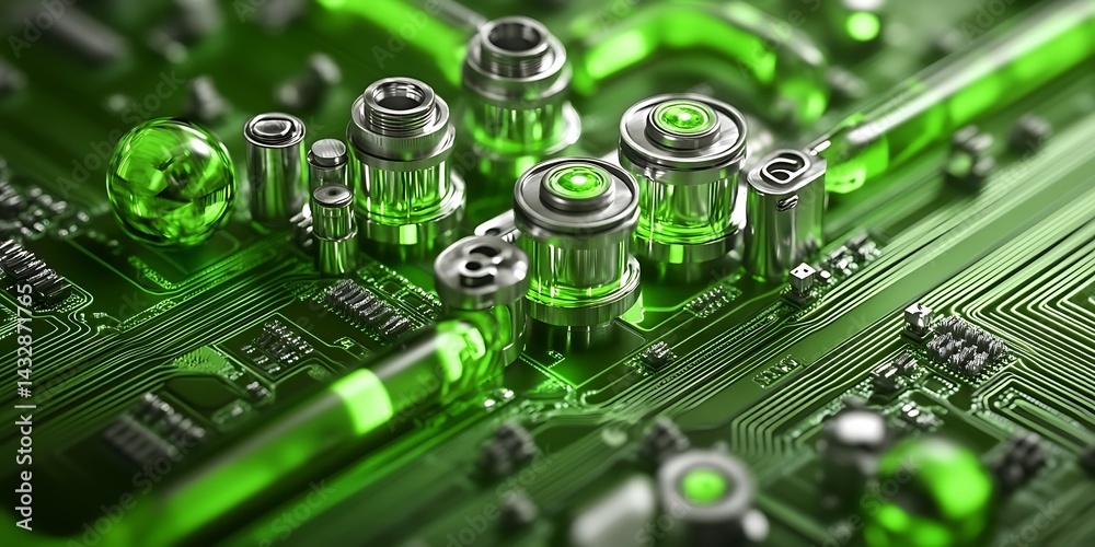 Circuit Board Close-Up Green Tech