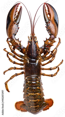 Isolated lobster, whole, on white background, ideal for seafood or restaurant menus photo