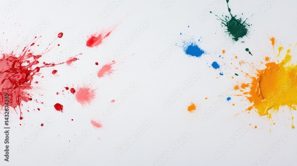 Colorful paint splatters on white background Colorful paint splatters on white background
