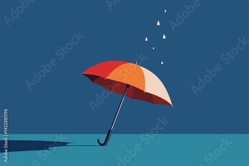 empty umbrella left behind in rainstorm .eps
