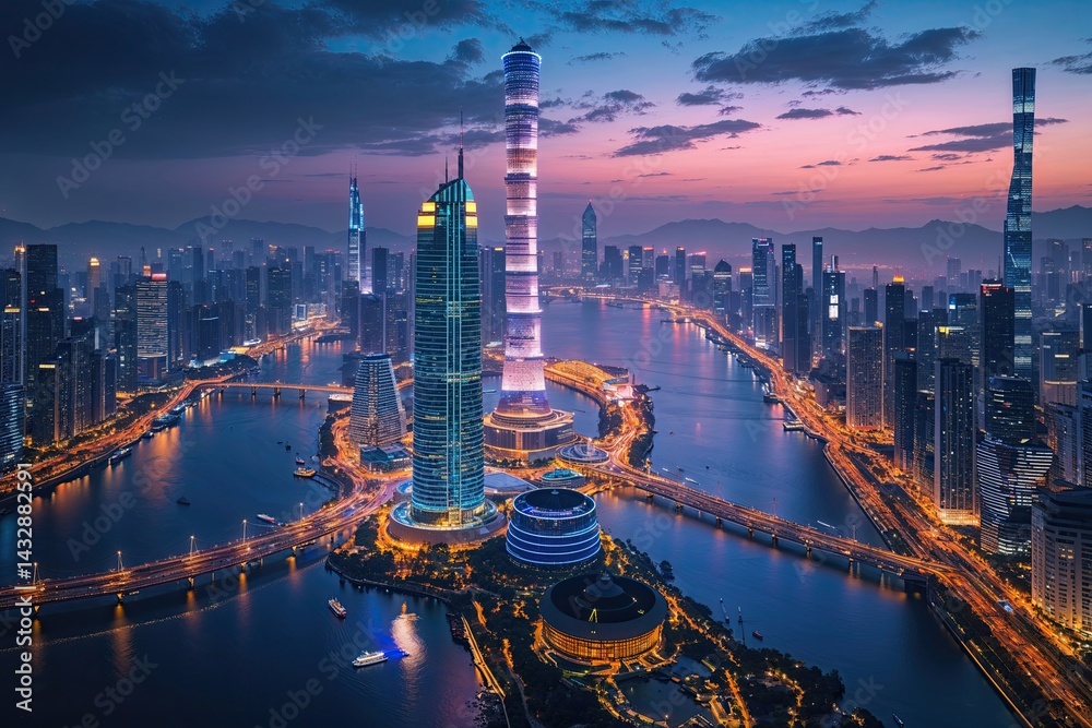 Naklejka premium Nocturnal Cities Illuminating Global Connections