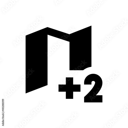 A graphical representation of a folder icon with a plus two symbol indicating additional content or files inside