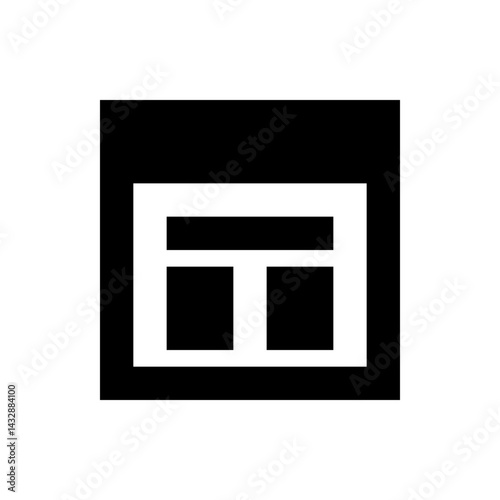 White outline of a shape with a horizontal bar and two vertical bars on a black background design element