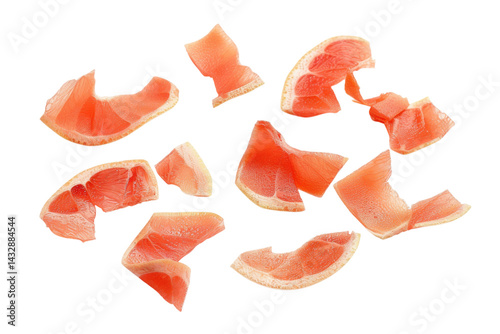 Vibrant Red Grapefruit Segments Isolated