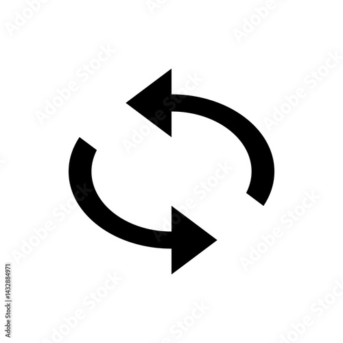 Two curved arrows facing each other in a circular motion indicating a looping or recycling process icon 1