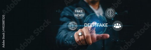 Digital interface highlights deep fake technology.