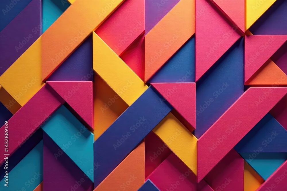 Abstract geometric shapes, vibrant colors seamlessly repeat , pattern, colorful