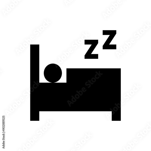 Black and white illustration of a person sleeping in a bed with zzz symbols above them indicating sleep