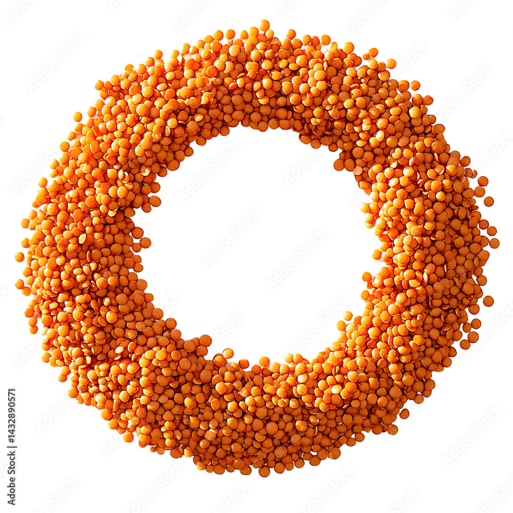 Obraz premium sun from red lentil grains, circle, white background