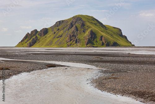 Obraz na płótnie Eyjafjalajokul volcanic area. Creeks and green mountain. Iceland landscape w salonie