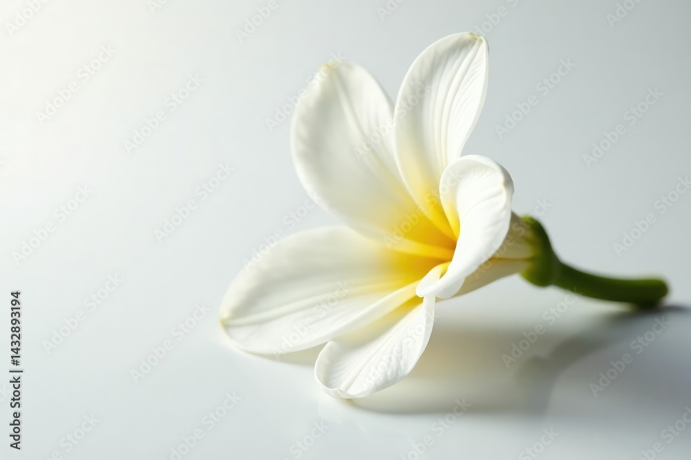 Obraz premium Delicate petals unfurl on a pristine white surface, soft, delicate
